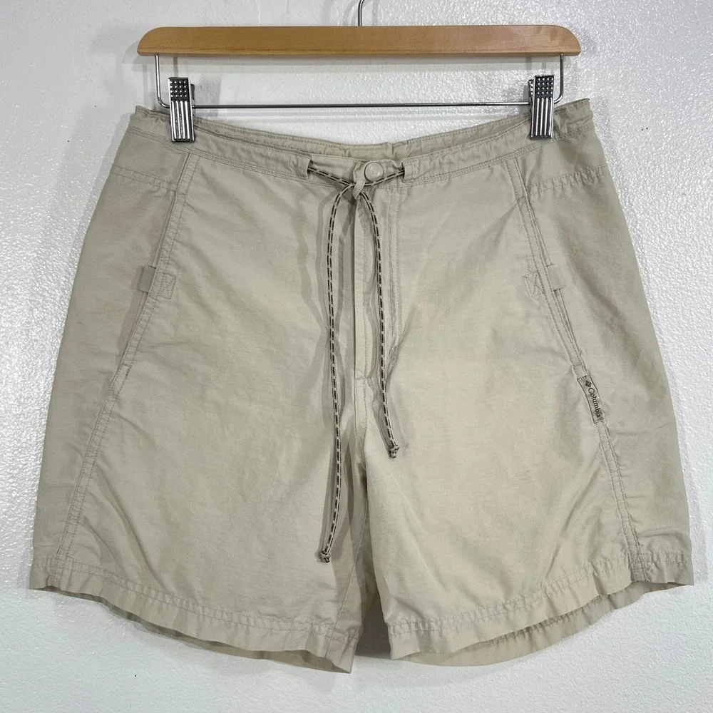 Columbia Hiking Shorts Women's Small Khaki Tan Cotton Nylon Outdoor Gorpcore